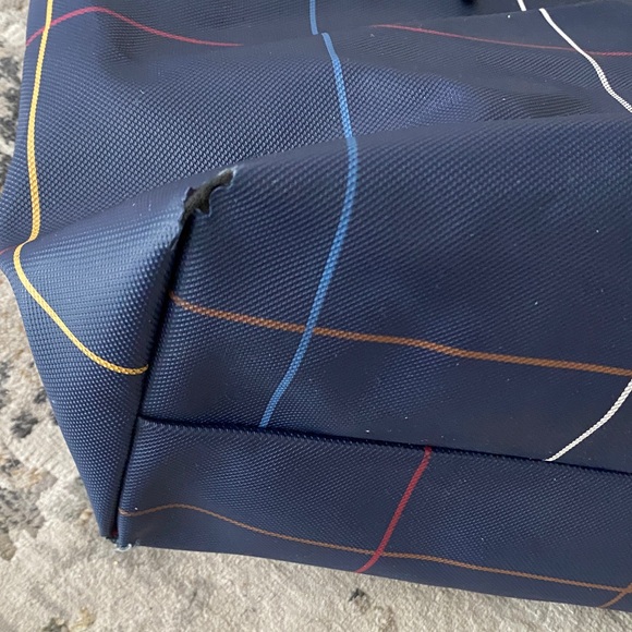 Lacoste Navy and Multicolor Checkered Tote - Picture 3 of 7